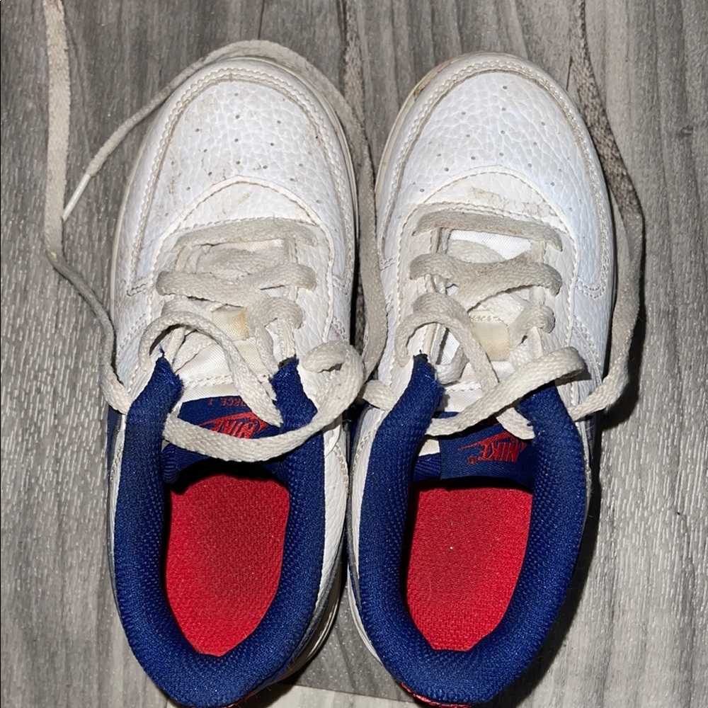 Nike Kids White Sneakers with Blue and Red Accents